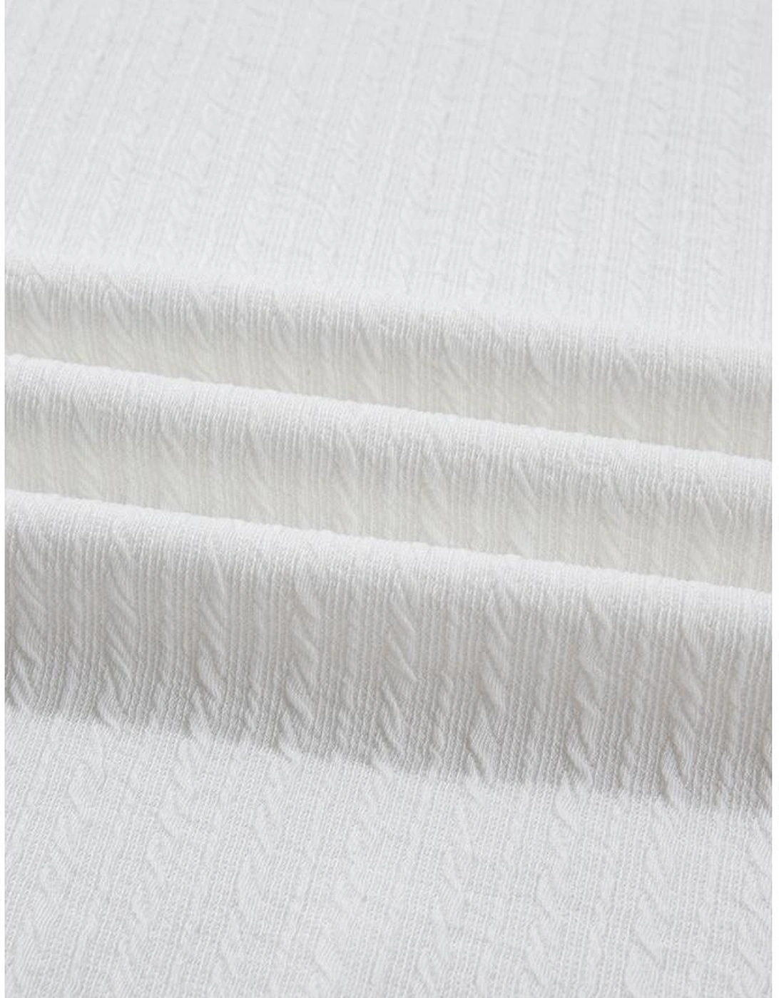 White Cable Texture Ribbed Color Block Plus Size Knit Top