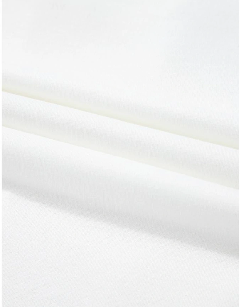 White Floral Applique Notched V Neck Dolman Sleeve Top