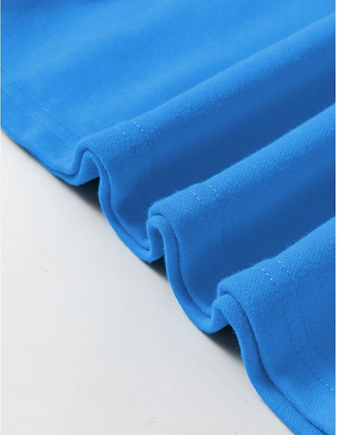 Sky Blue Solid Color Drop Shoulder Long Sleeve Basic Sweatshirt