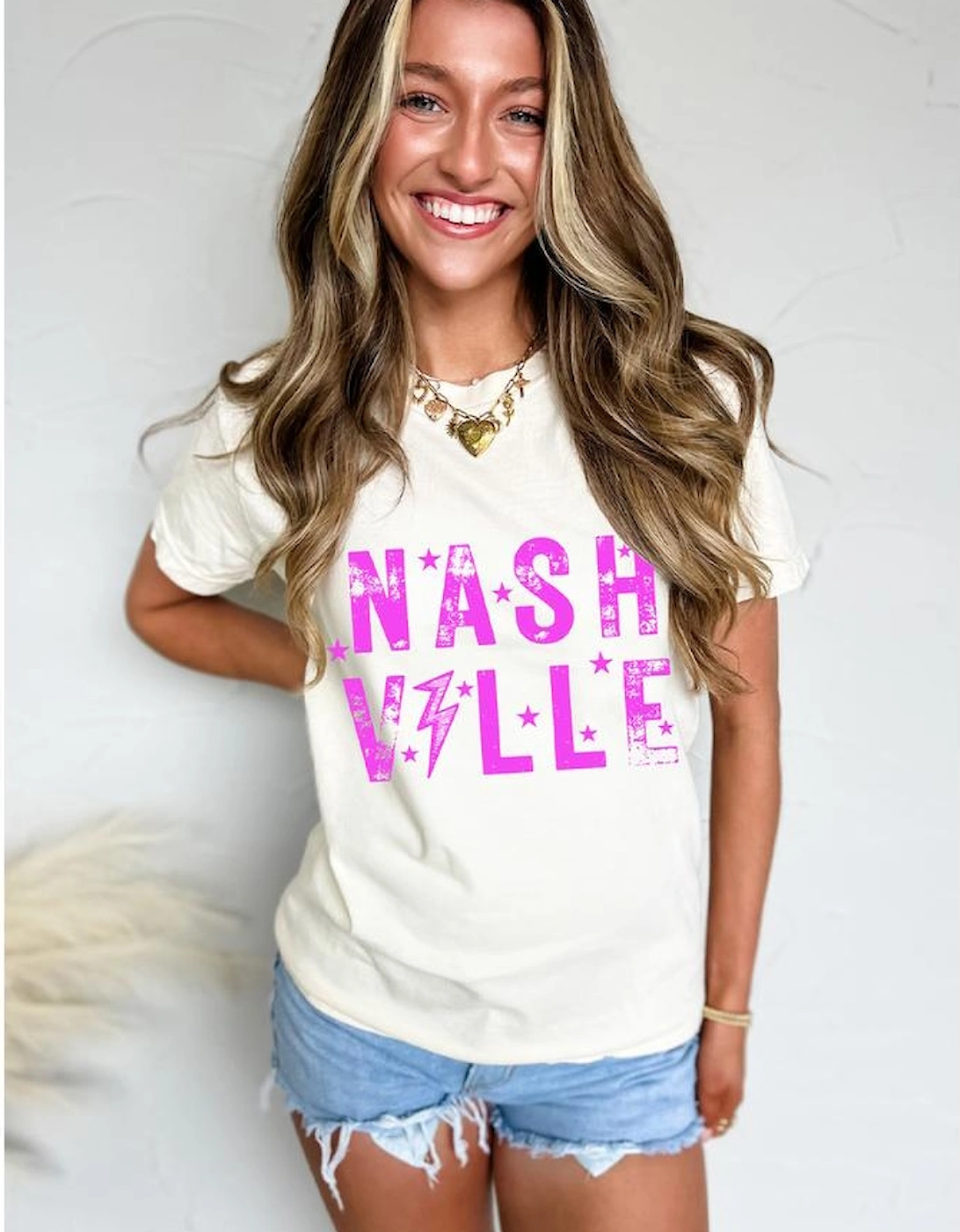 White NASHVILLE Star Graphic Crewneck T Shirt, 8 of 7