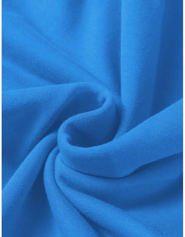 Sky Blue Solid Color Drop Shoulder Long Sleeve Basic Sweatshirt