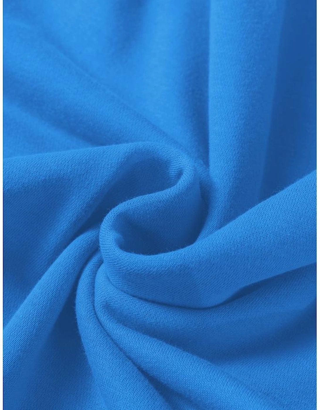 Sky Blue Solid Color Drop Shoulder Long Sleeve Basic Sweatshirt