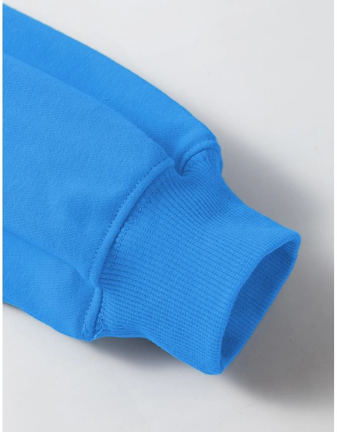 Sky Blue Solid Color Drop Shoulder Long Sleeve Basic Sweatshirt