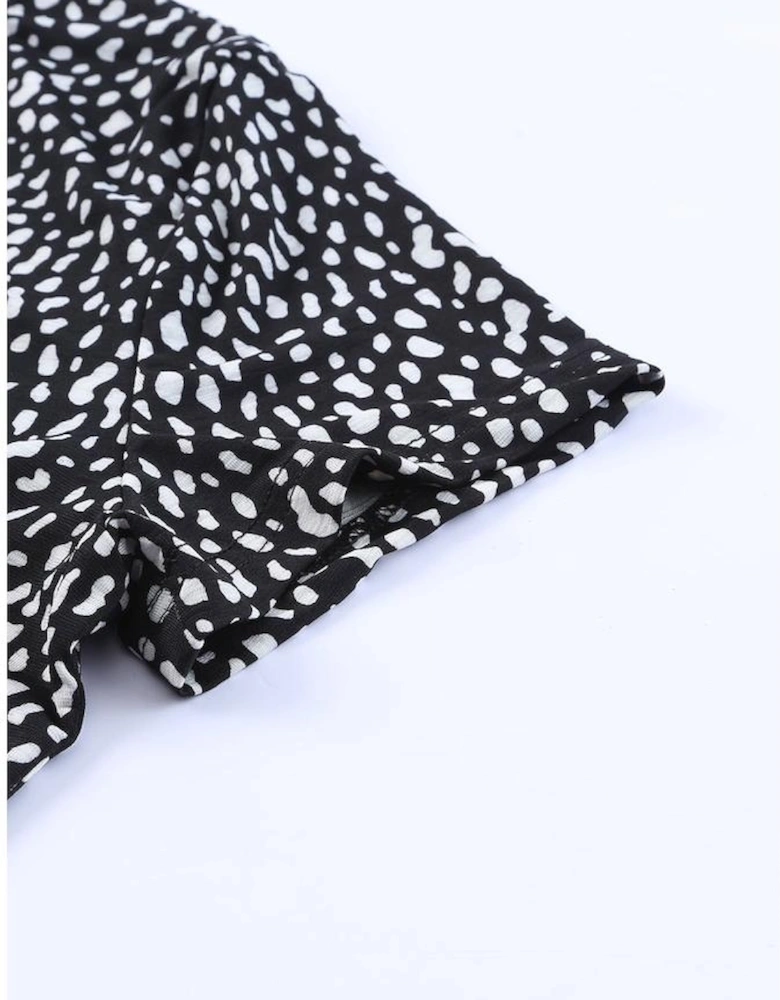Black Cheetah Print O-neck Short Sleeve T Shirt