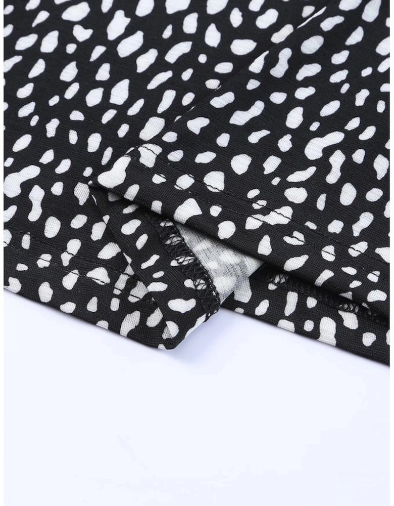 Black Cheetah Print O-neck Short Sleeve T Shirt