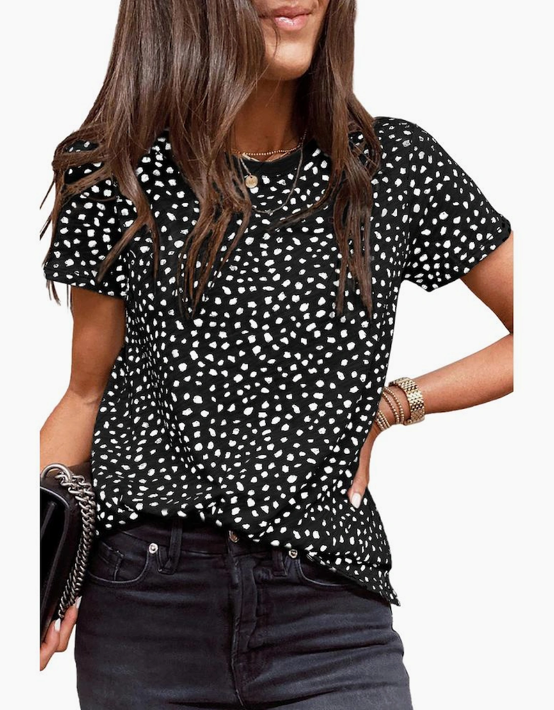 Black Cheetah Print O-neck Short Sleeve T Shirt, 11 of 10