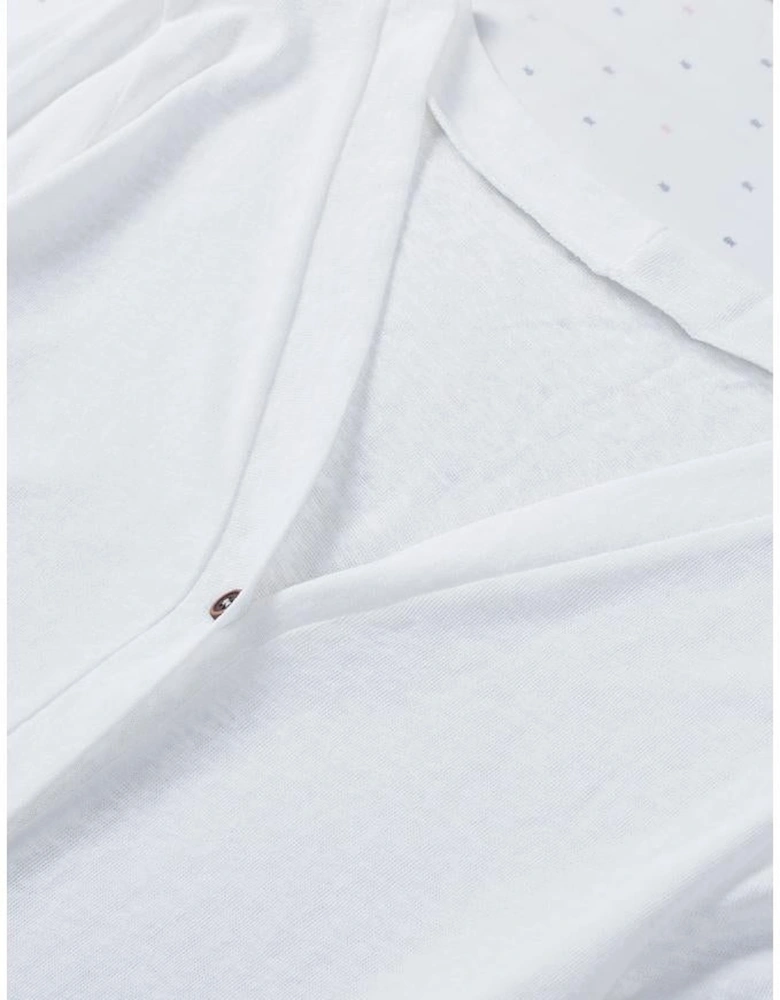 White Solid Color Open-Front Buttons Cardigan