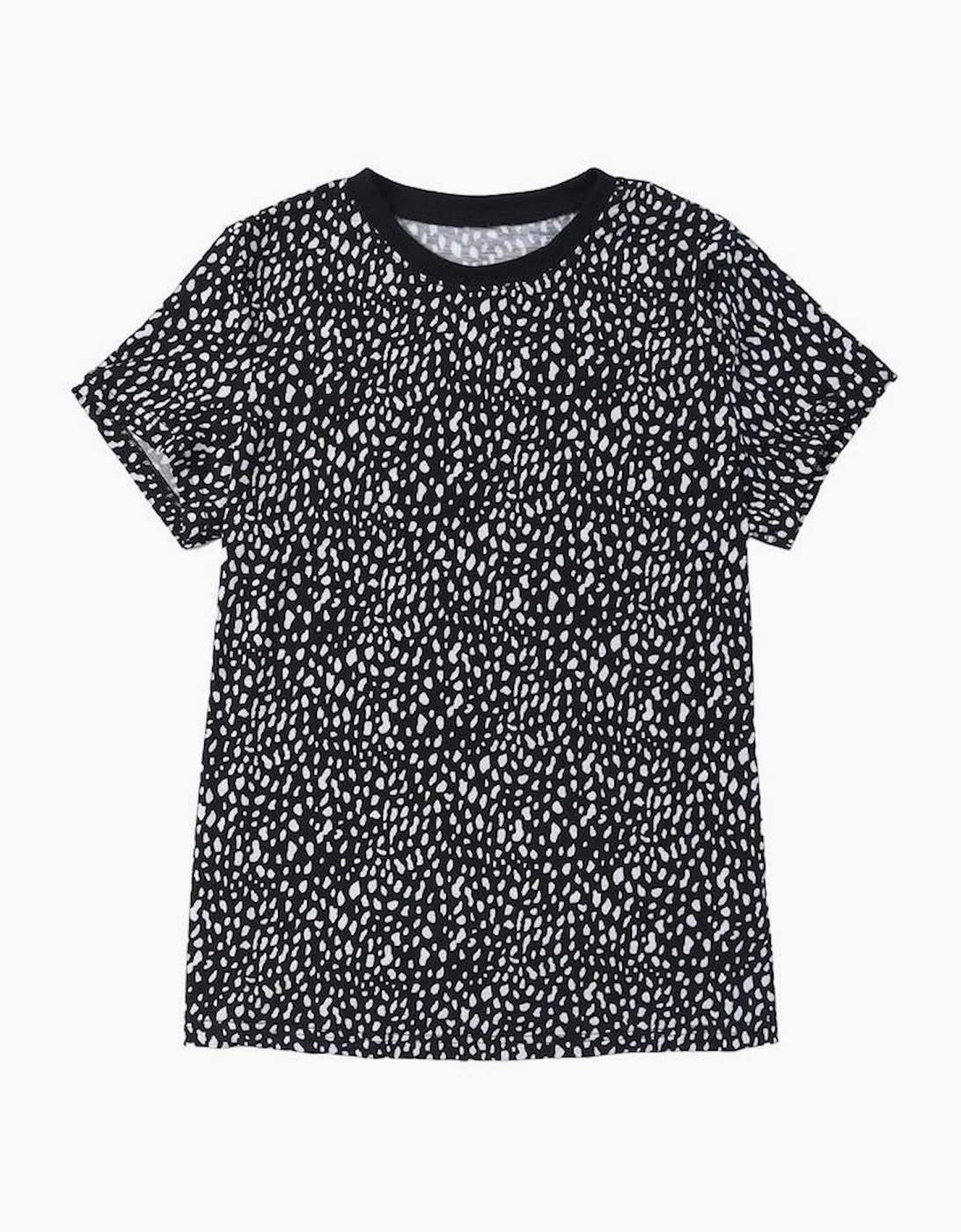 Black Cheetah Print O-neck Short Sleeve T Shirt