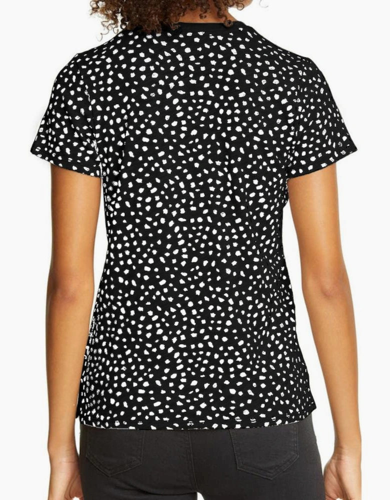 Black Cheetah Print O-neck Short Sleeve T Shirt