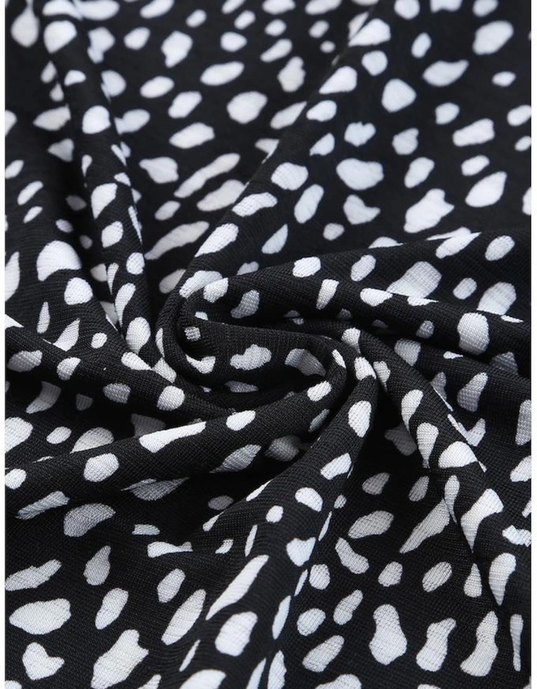 Black Cheetah Print O-neck Short Sleeve T Shirt