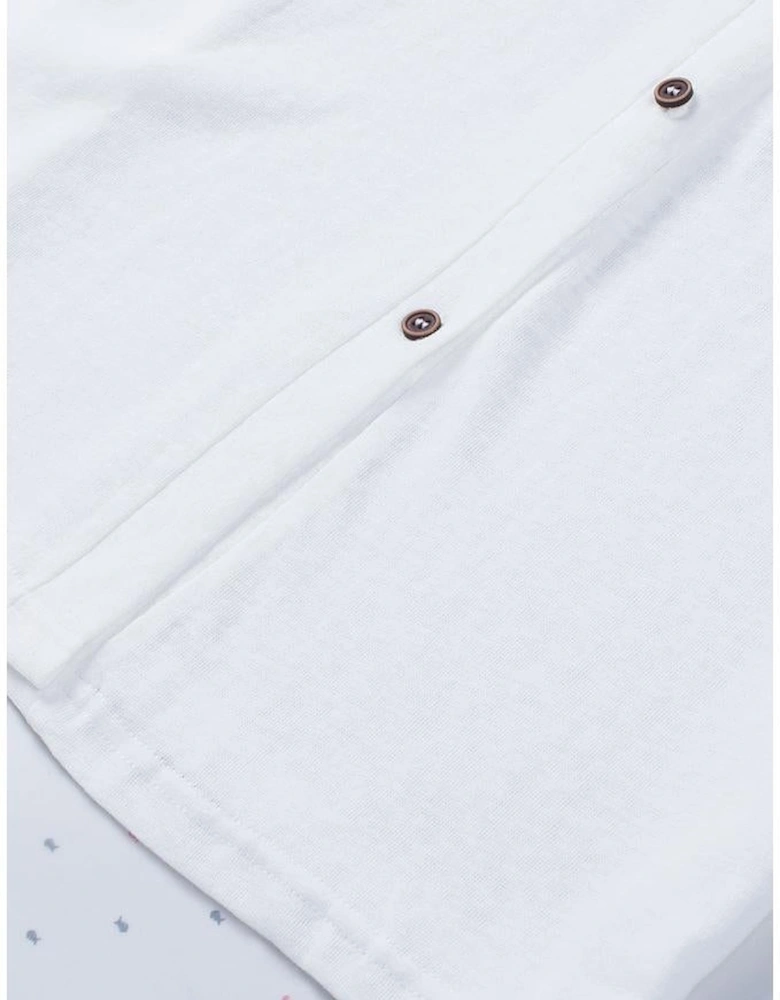 White Solid Color Open-Front Buttons Cardigan