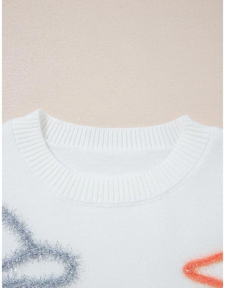 White Tinsel Western Boots Horseshoe Star Knit Crew Neck Sweater