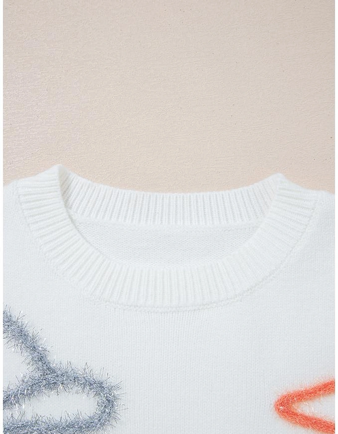 White Tinsel Western Boots Horseshoe Star Knit Crew Neck Sweater