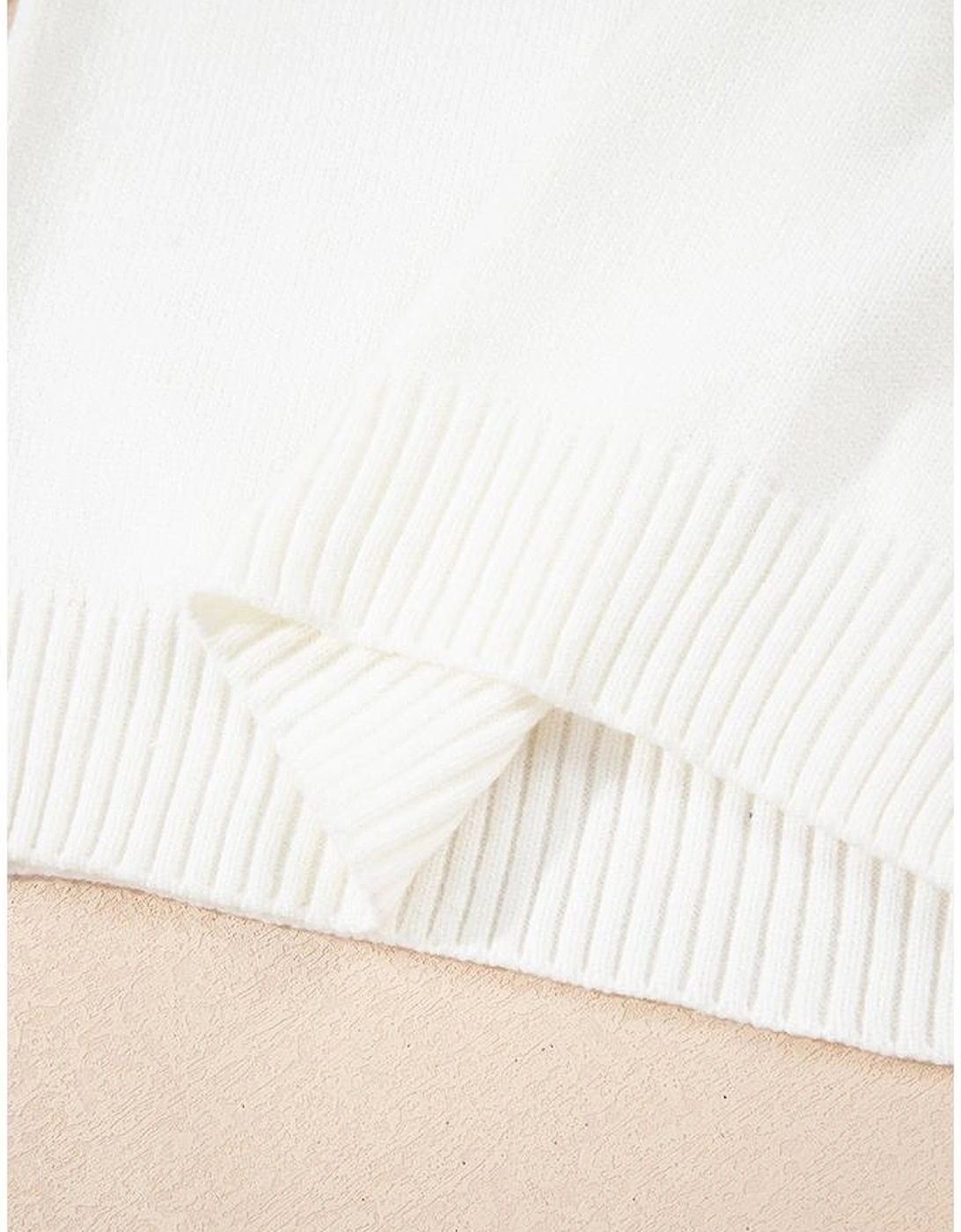 White Ethnic Geometric Colorblock Print Drop Shoulder Sweater