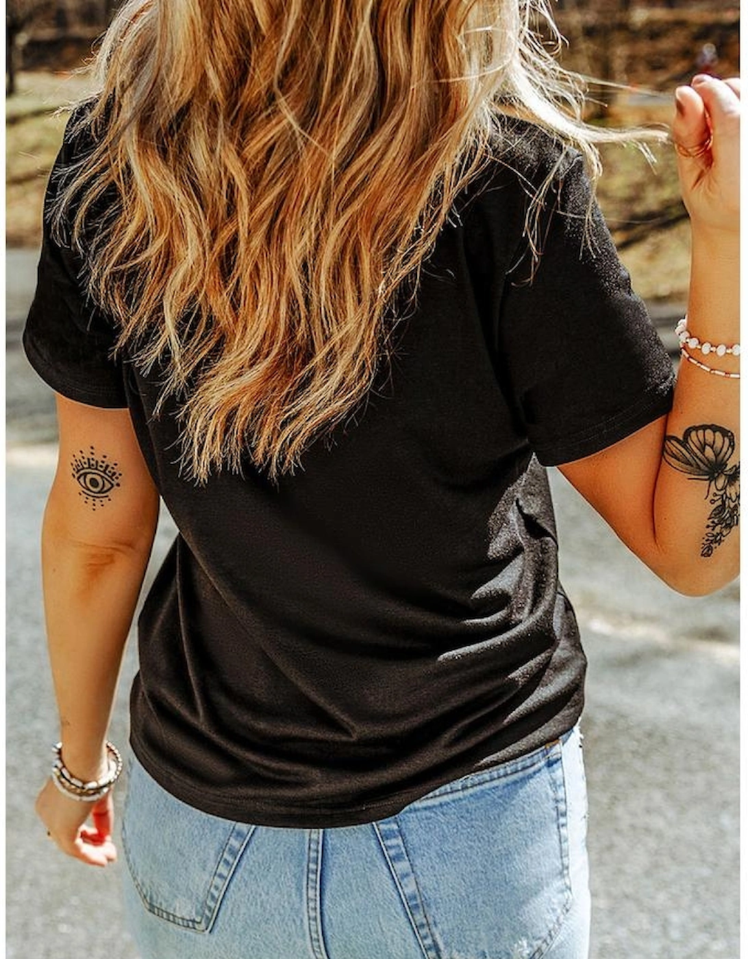 Black Pink Daisy Flower Printed Cotton Blend T Shirt