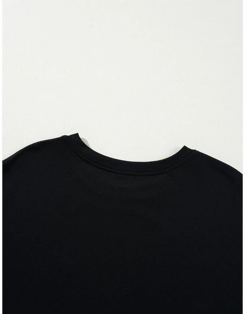 Black Plaid Patchwork High Waist Sweatshirt Mini Dress