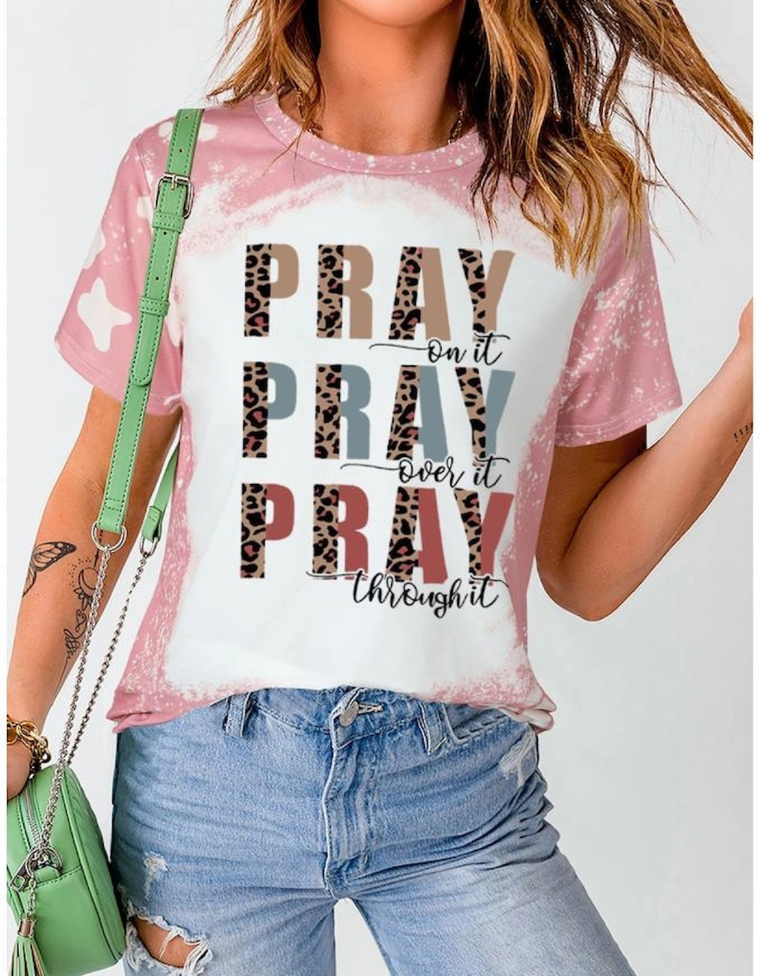 Pink PRAY Graphic Tie Dye Tee, 7 of 6