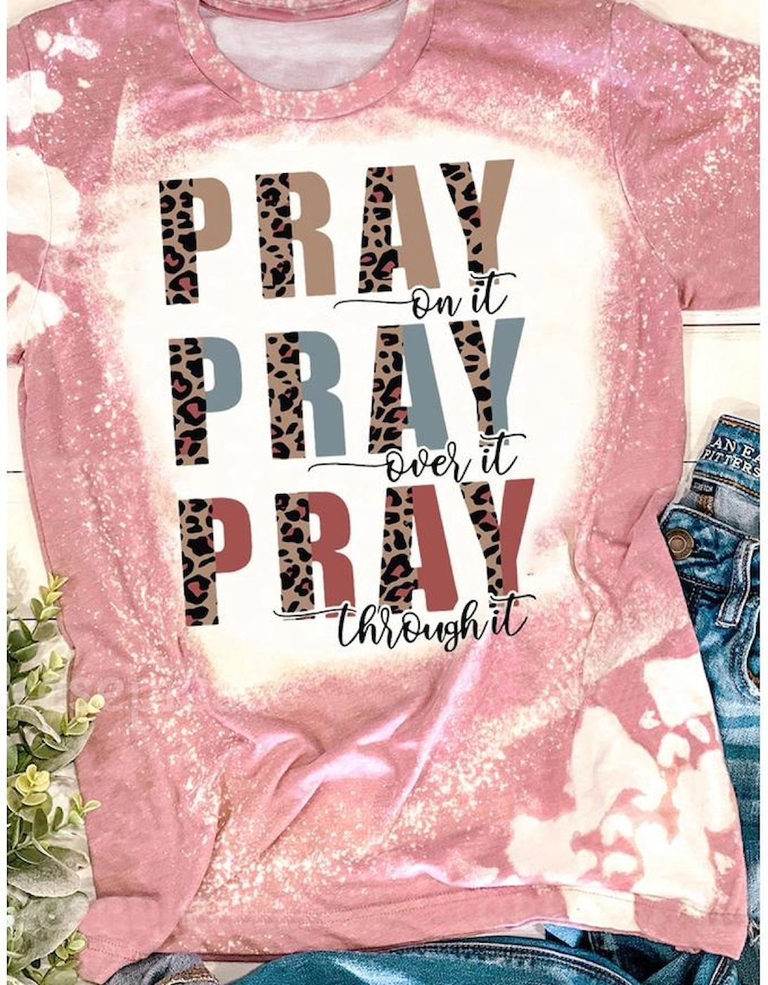 Pink PRAY Graphic Tie Dye Tee