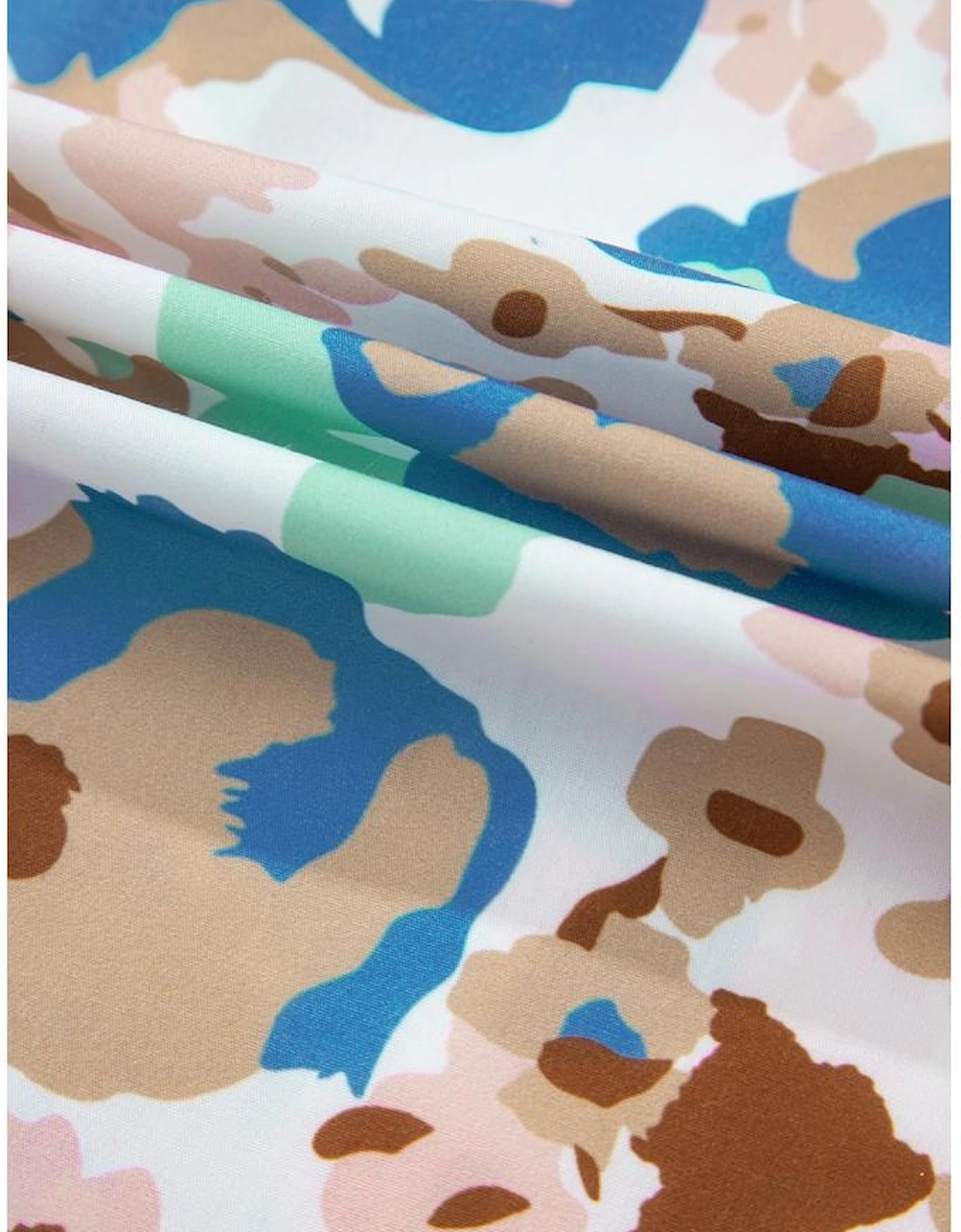 Multicolour Floral Print Ricrac Trim Collared Puff Short Sleeve Shirt