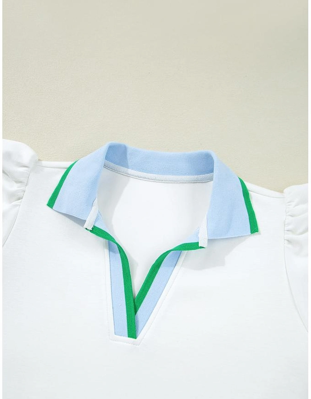 White Colorblock Edge Cap Sleeve Collared Top 2 Piece Skirt Set