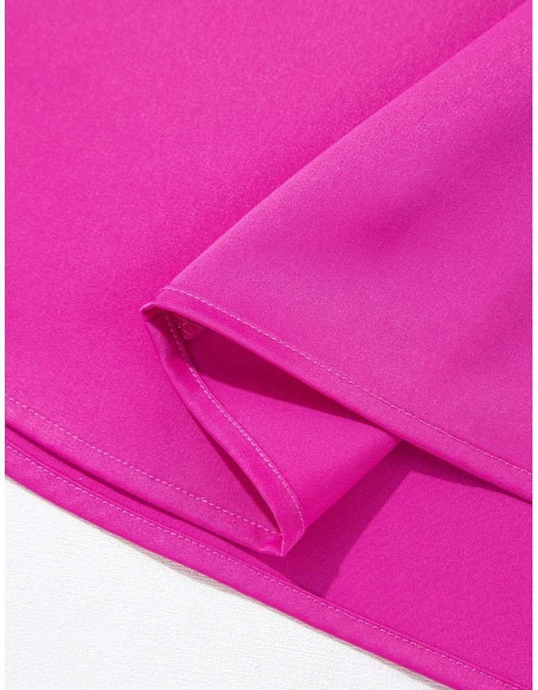 Bright Pink Silky V Neck Dolman Blouse