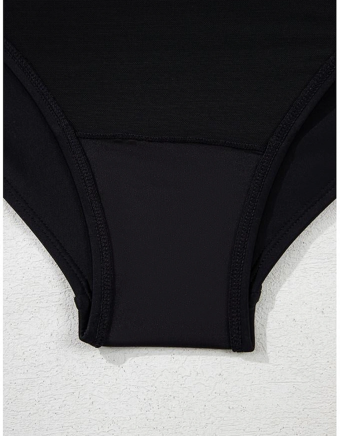 Black 2pcs Leopard Patchwork Plus Size High Waisted Swimsuit