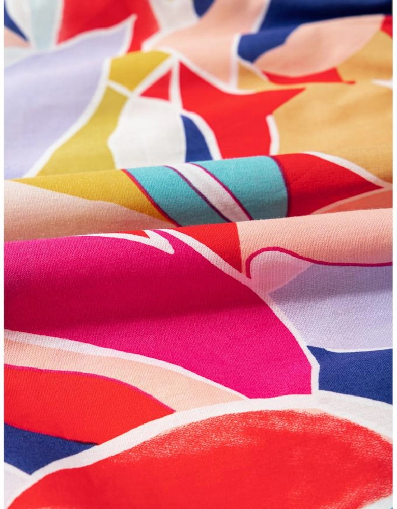 Pink Abstract Printed Ruffled Flutter Sleeve Tiered Mini Dress