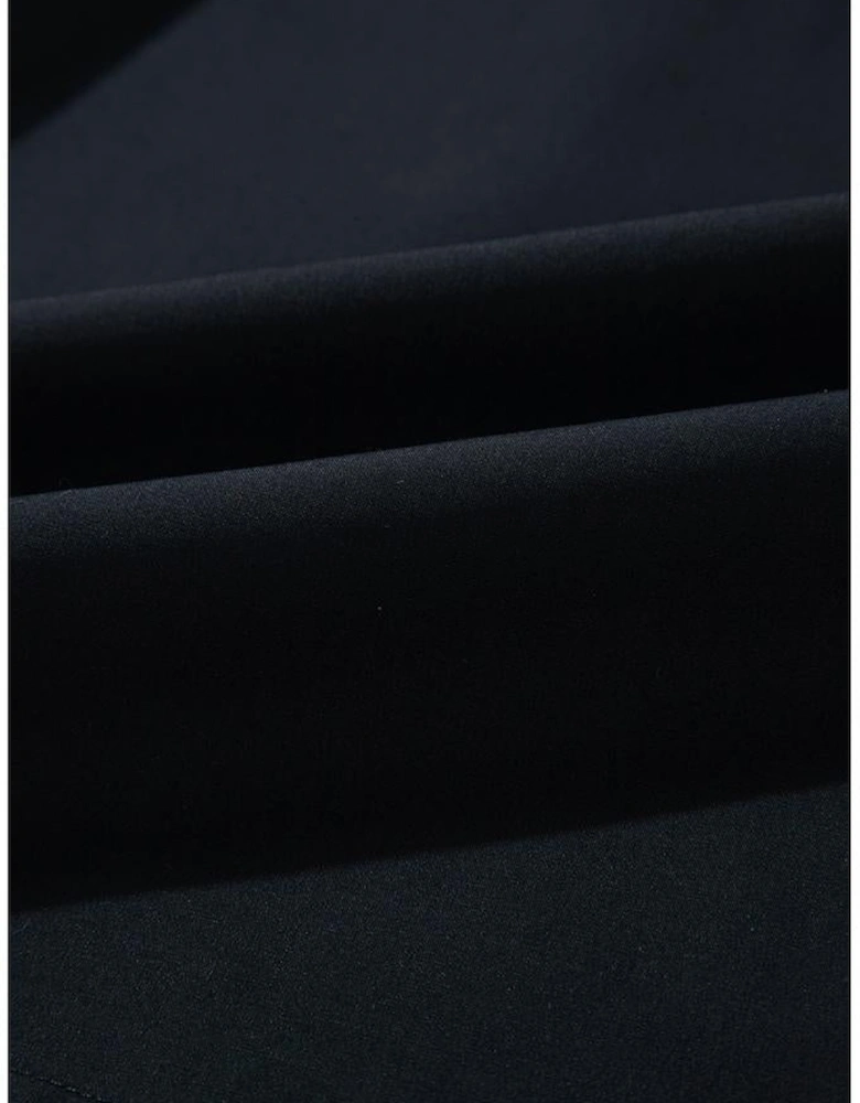 Black Button Up Tie Waist Puff Sleeve Mini Dress