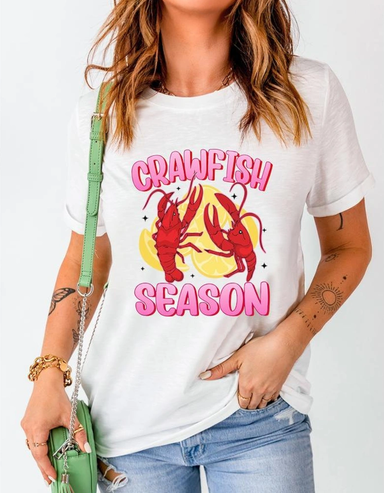 White CRAWFISH SEASON Lemon Spice Graphic Tee