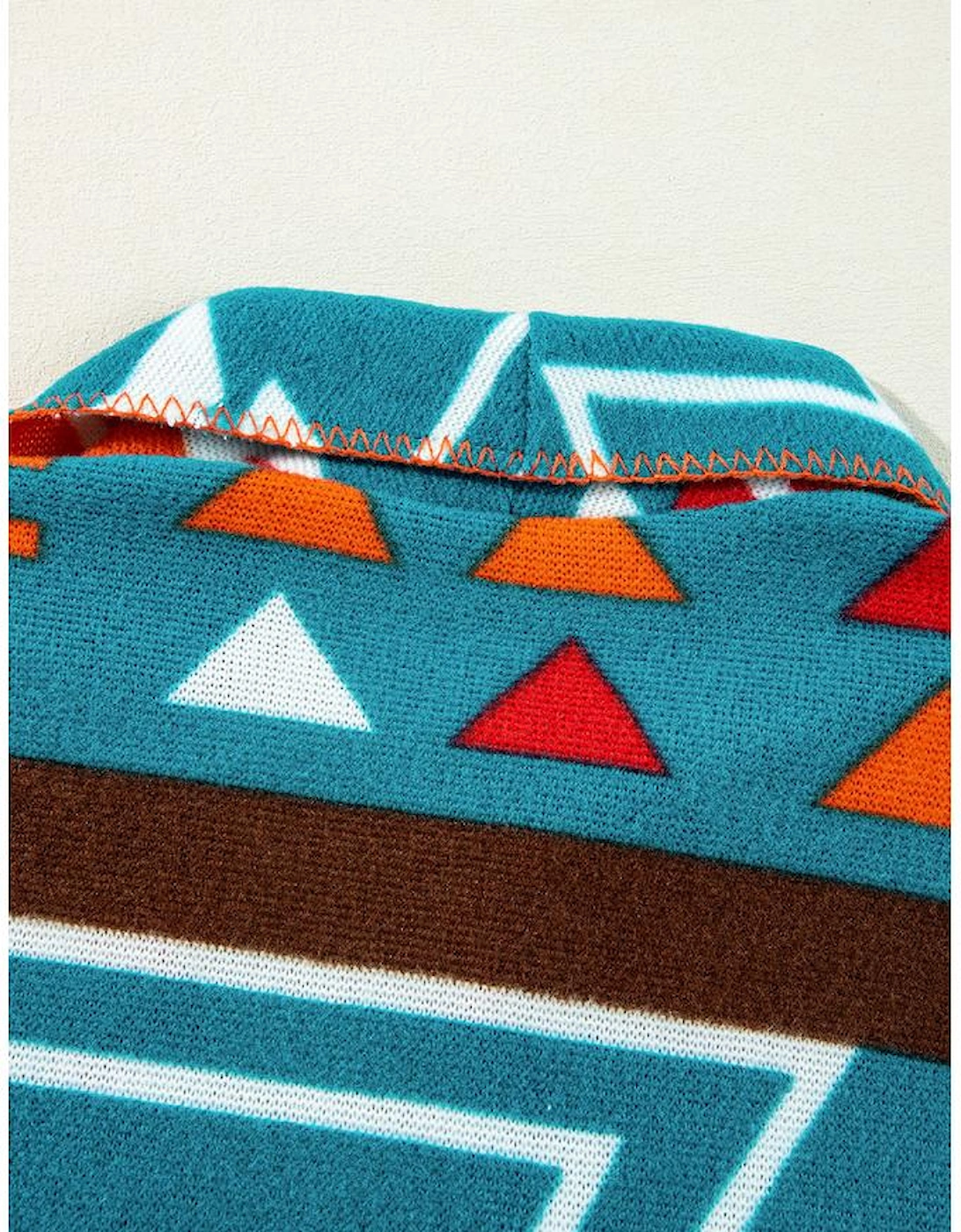 Sky Blue Aztec Printed Lapel Bell Sleeve Jacket