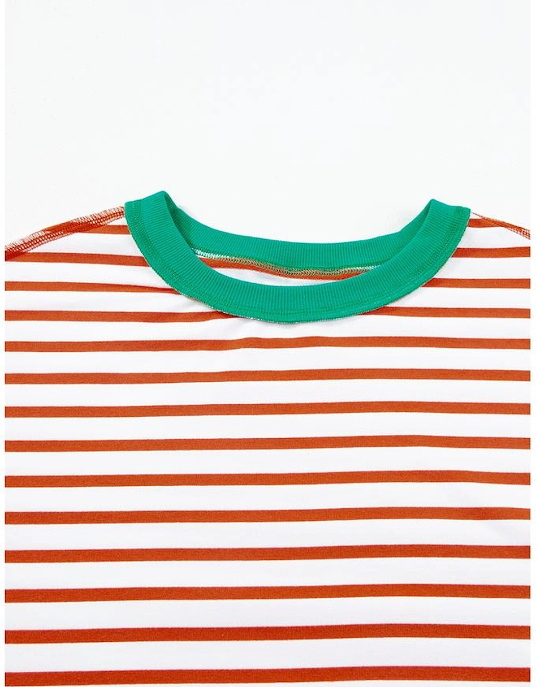 Orange Stripe Oversized Contrast Trim Exposed Seam High Low T Shirt
