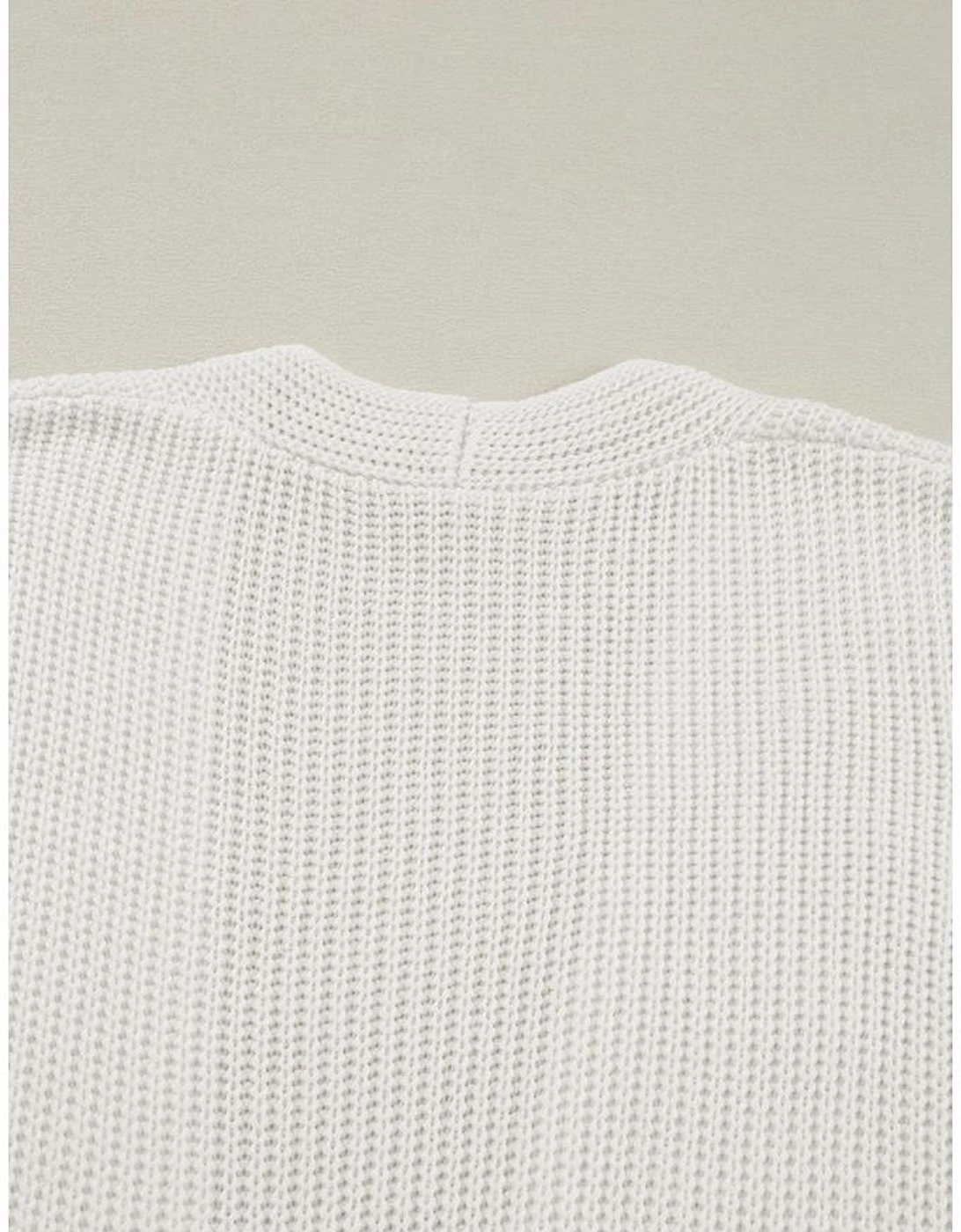 Beige Flower Embroidered Drop Shoulder Open Front Duster Cardigan