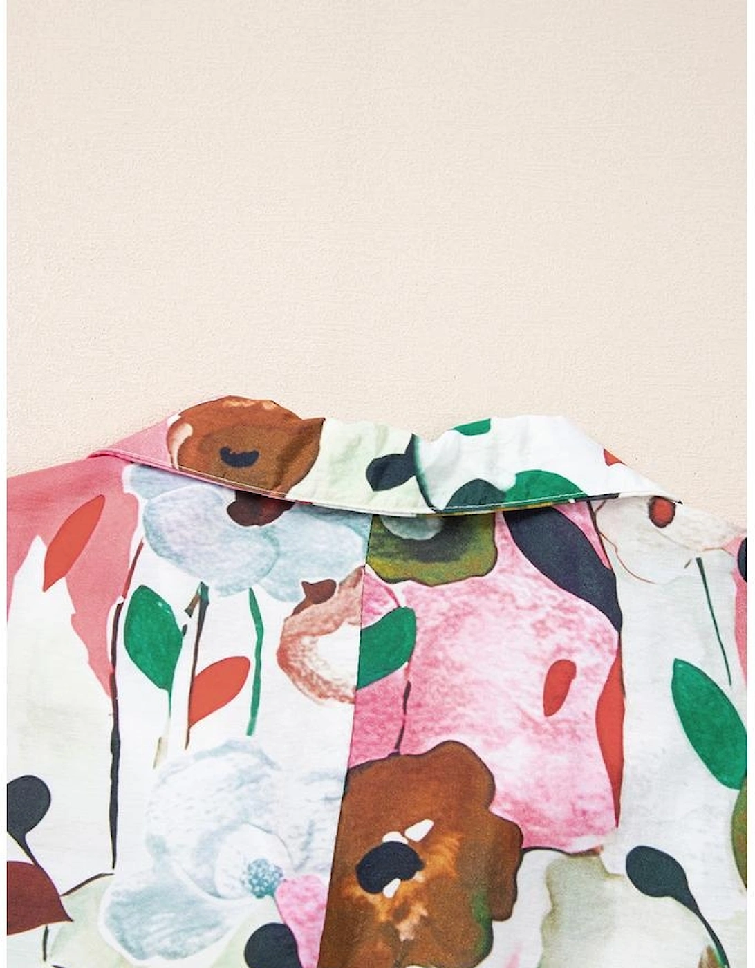 Pink Floral Print Slit V Neck Short Sleeve Blouse