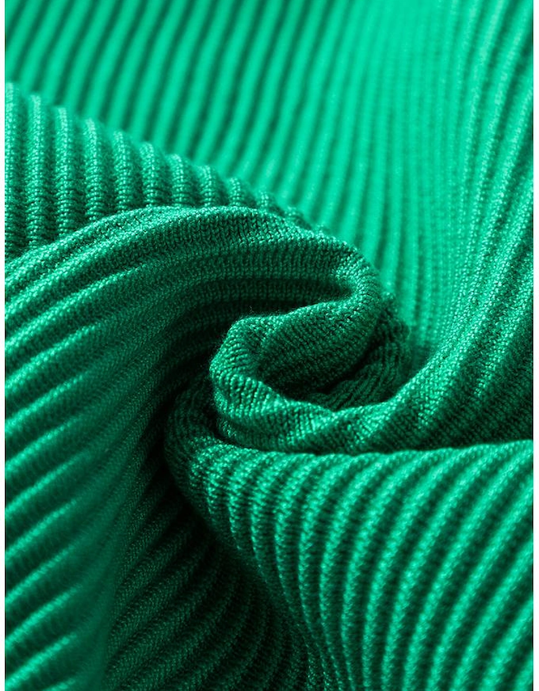 Dark Green Ribbed Criss Cross Halter Neck Sheath Sweater Tank Top