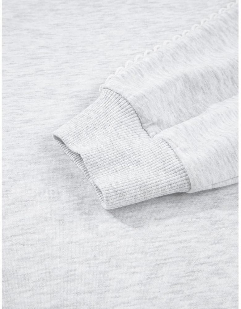 Light Grey Lace Patchwork Raglan Sleeve Crew Neck Sweatshirt