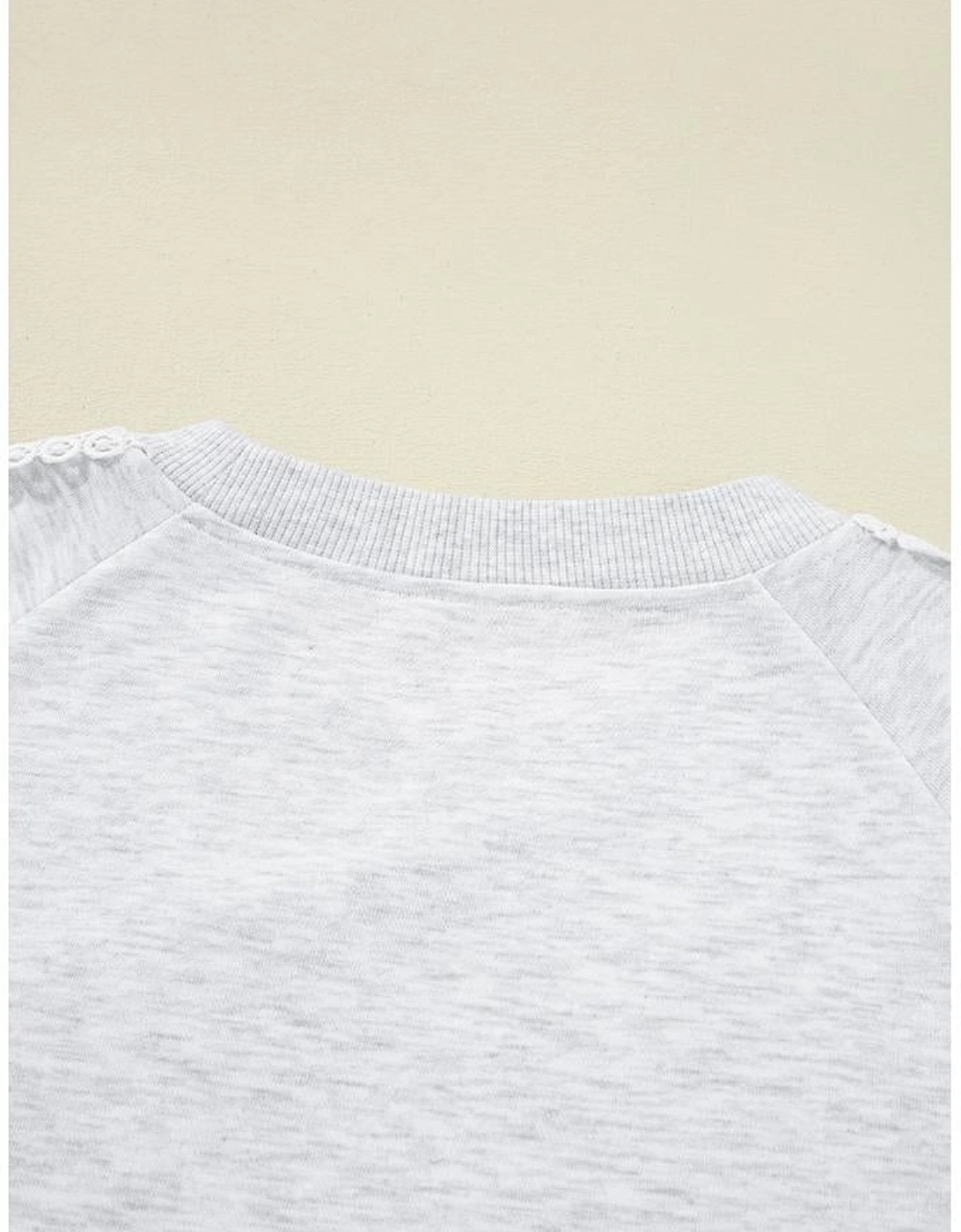 Light Grey Lace Patchwork Raglan Sleeve Crew Neck Sweatshirt