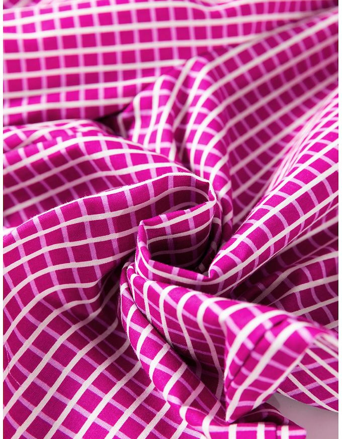 Pink Plaid Print Drawstring High Waist Wide Leg Casual Pants