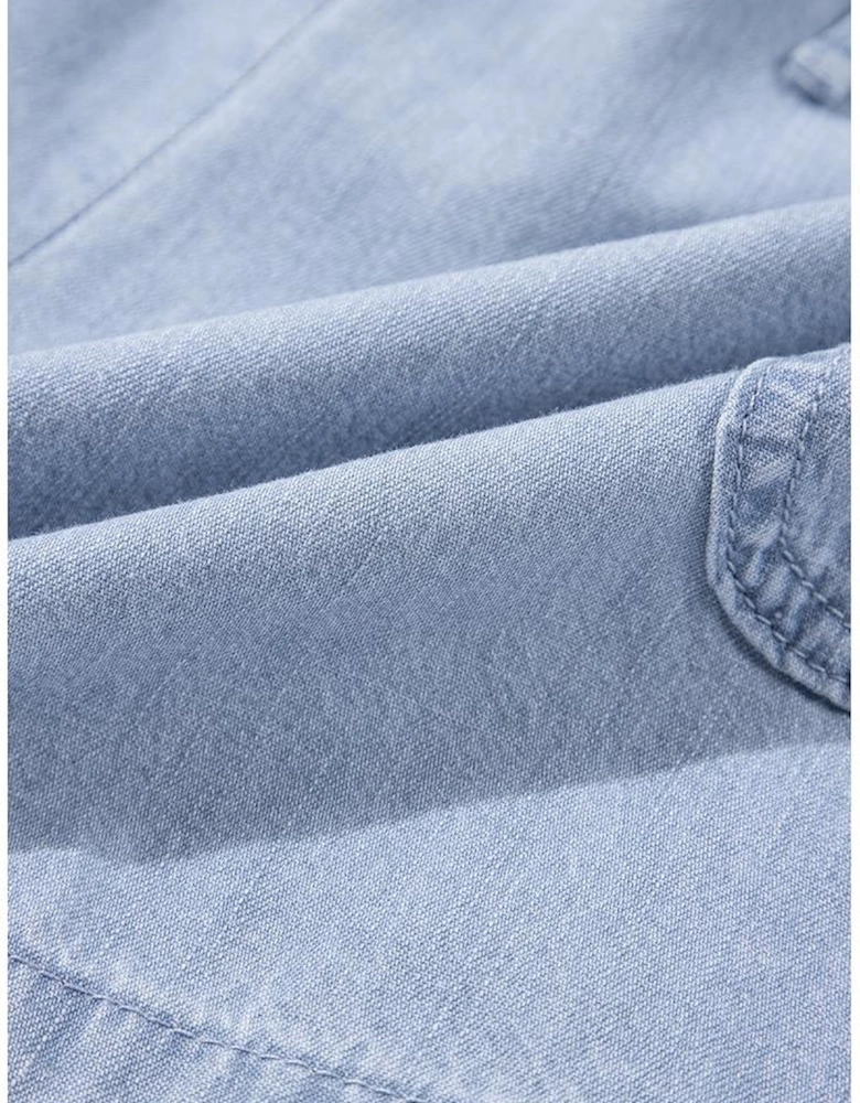 Beau Blue Pocketed Drawstring High Waist Plus Size Denim Shorts