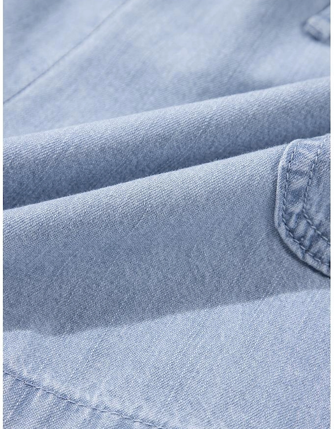 Beau Blue Pocketed Drawstring High Waist Plus Size Denim Shorts