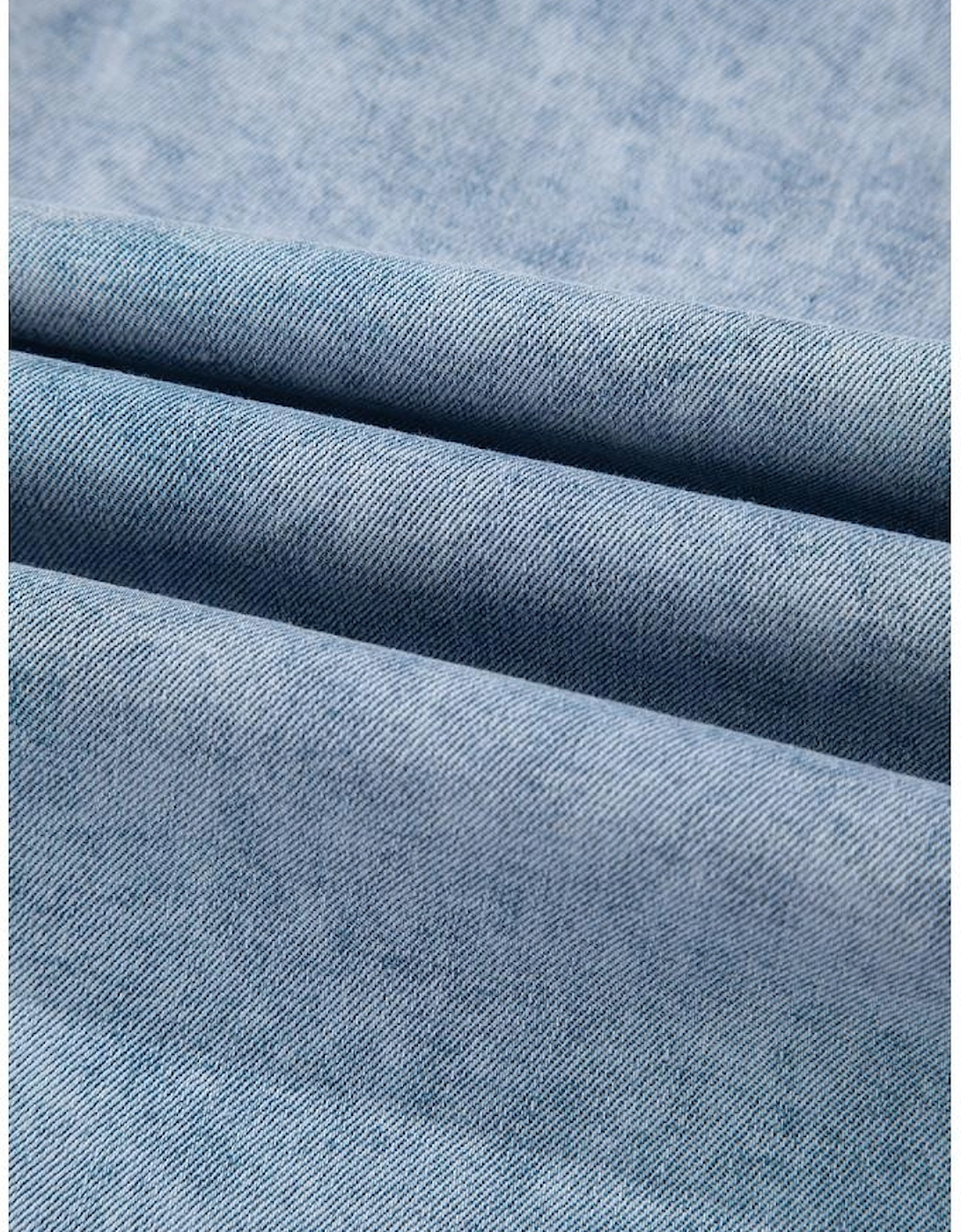 Beau Blue Mineral Wash Denim Frayed U Neck Sleeveless Top