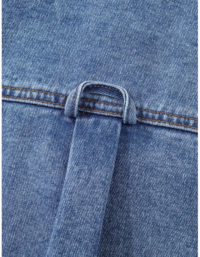 Ashleigh Blue Acid Wash Elastic Hem Button Up Denim Vest