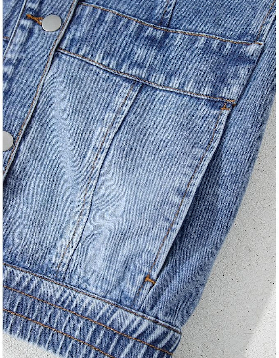 Ashleigh Blue Acid Wash Elastic Hem Button Up Denim Vest