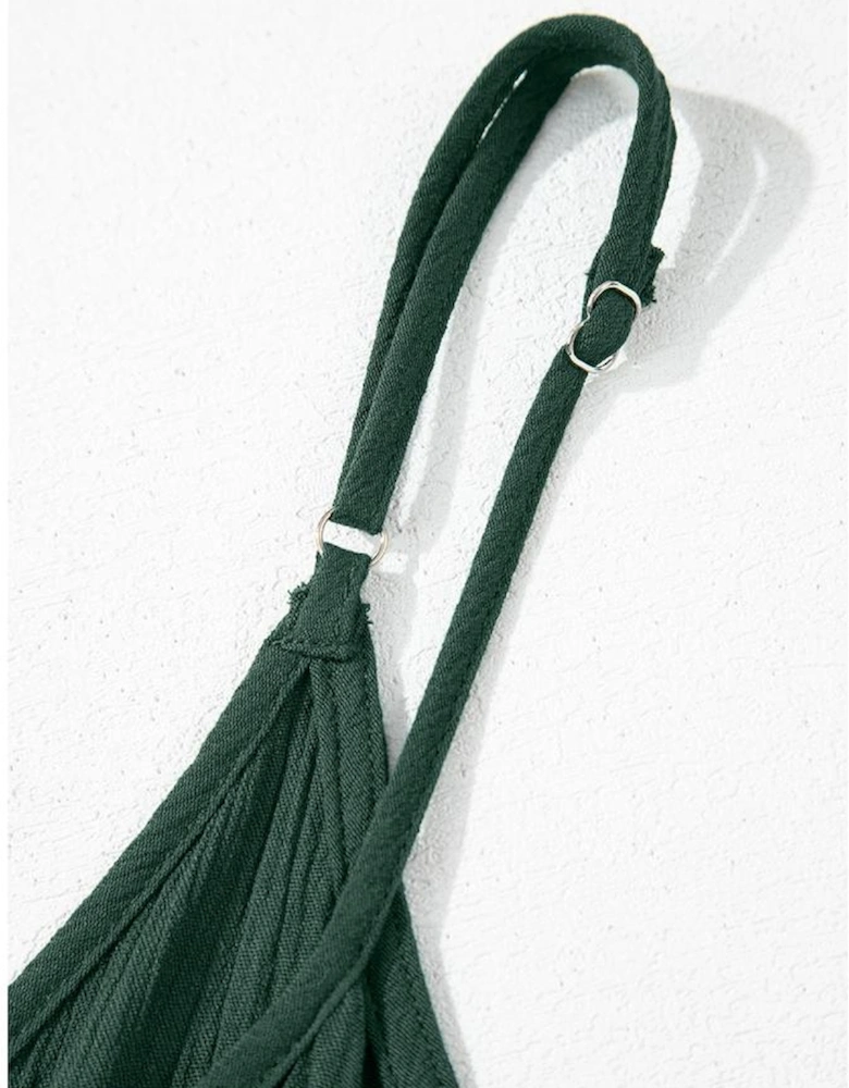 Duffel Green Spaghetti Straps Pocketed Slouchy Maxi Dress