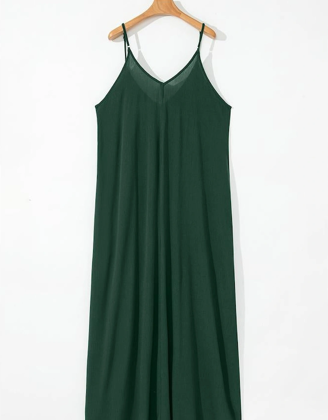 Duffel Green Spaghetti Straps Pocketed Slouchy Maxi Dress