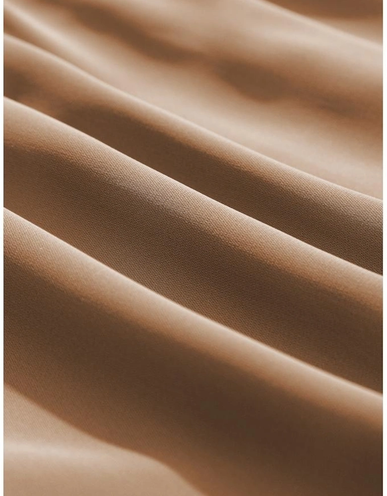 Light French Beige Frilled Collar Ruffled Shoulder Tiered Dress