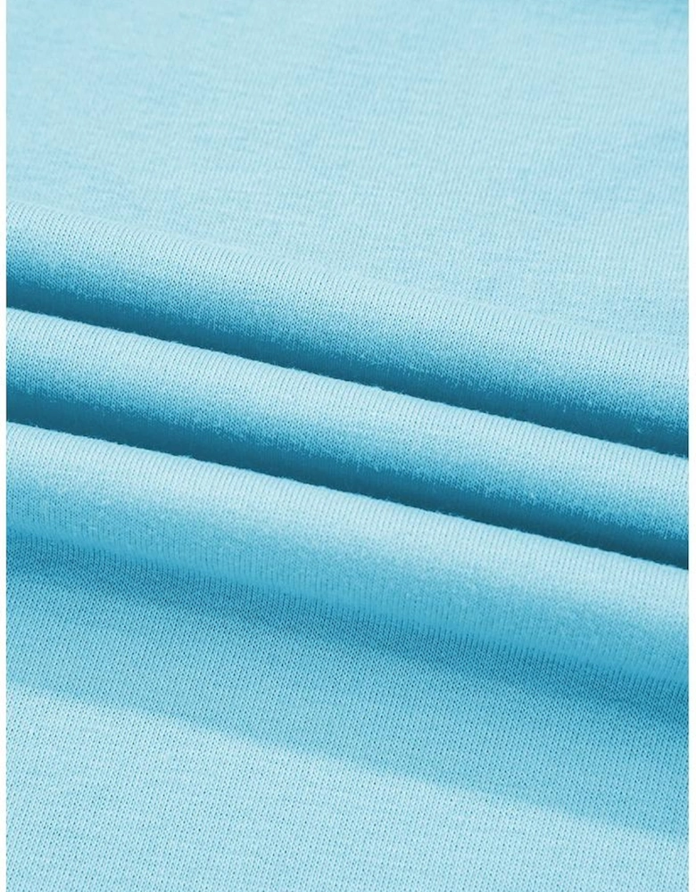 Turquoise Colorblock Edge Drop Shoulder T Shirt and Skirt 2Pcs Set