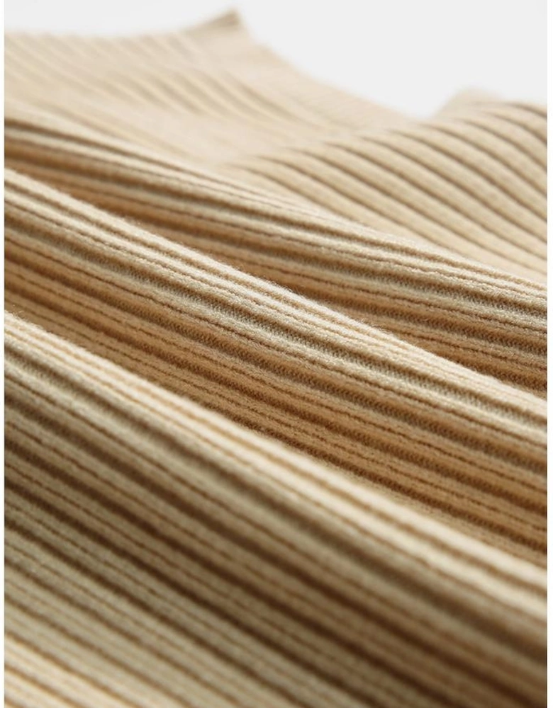 Oatmeal Patch Pocket Ribbed Knit Short Sleeve Sweater