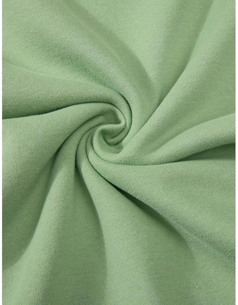 Smoke Green Solid Fleece Lined Drop Shoulder Terry Sweatshirt