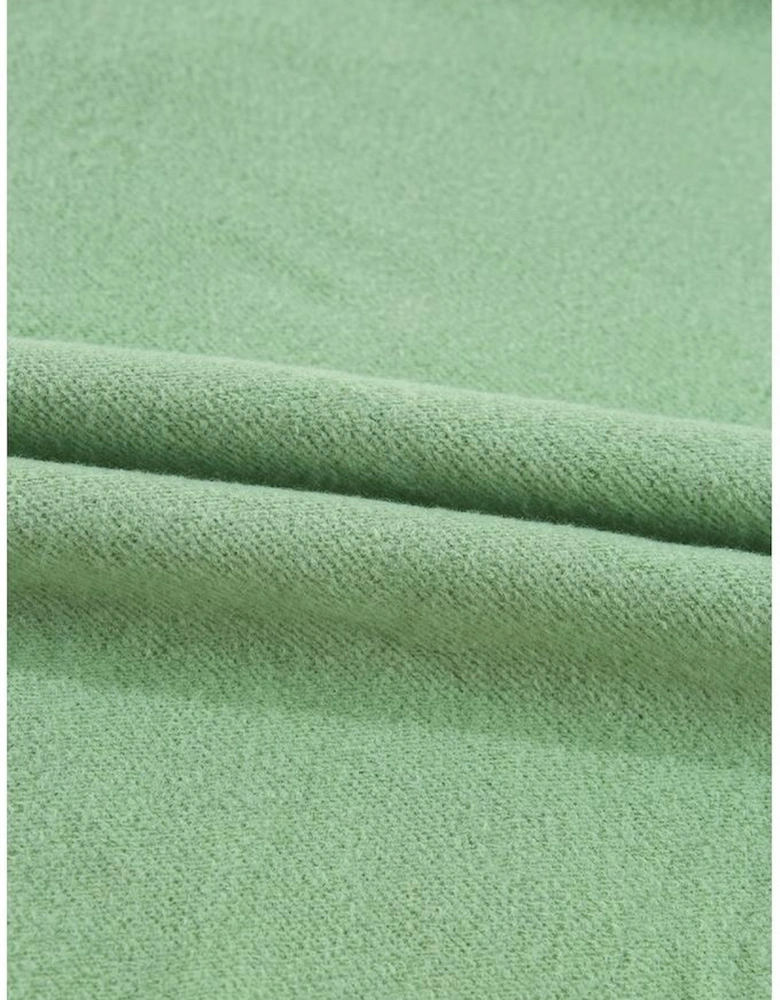 Smoke Green Solid Fleece Lined Drop Shoulder Terry Sweatshirt