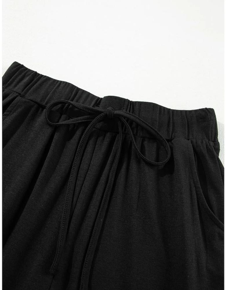 Black Split Long Cardigan and Skinny Pants Lounge Set